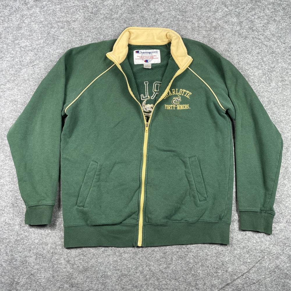 Vintage 90s Charlotte Forty-Niners Jacket Mens M Green Champion Full Zip 49ers
